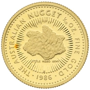 1986 Proof 1/10oz Australian Kangaroo Gold Nugget Coin