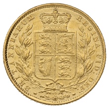 1864 Gold Sovereign Coin Queen Victoria Young Head Shield Back