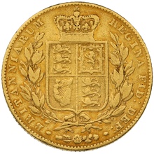 1843/2 Gold Sovereign Queen Victoria Young Head Shield Back Rare 3/2 Overdate