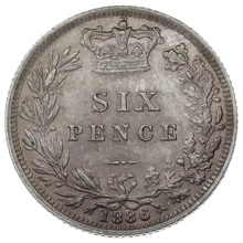1886 Silver Sixpence Coin Queen Victoria YH