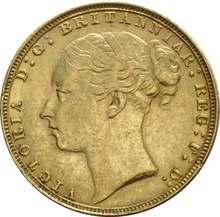 1880 Gold Sovereign Coin Queen Victoria Young Head