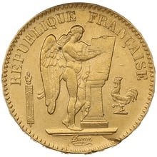 1887 French 20 Francs Gold Coin Guardian Angel A