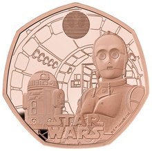 2023 50p R2-D2 & C-3PO Star Wars Proof Gold Coin Boxed