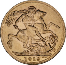 1919 Gold Sovereign Coin George V Canada NGC AU55