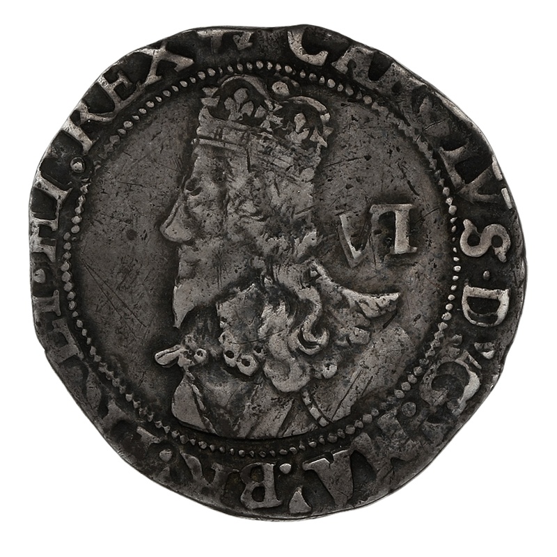 1638-1639 Silver Sixpence Coin Charles I Hammered Anchor