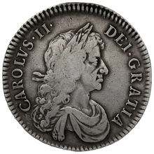 1672 Silver Half Crown Coin Charles II Milled