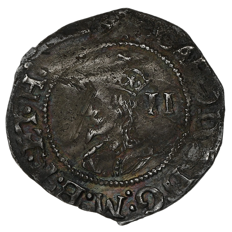 1645-1646 Charles I Silver Half Groat Twopence Hammered mm Sun