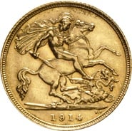 1914 Gold Half Sovereign George V Sydney