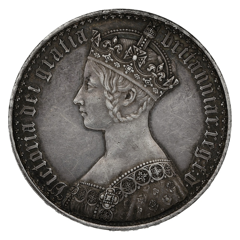 1847 Silver Crown Coin Queen Victoria Milled Gothic