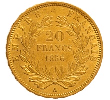 1856 20 French Francs - Napoleon III Bare Head - A
