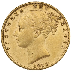 1878 Gold Sovereign Coin Queen Victoria Young Head Shield Back Sydney NGC AU53