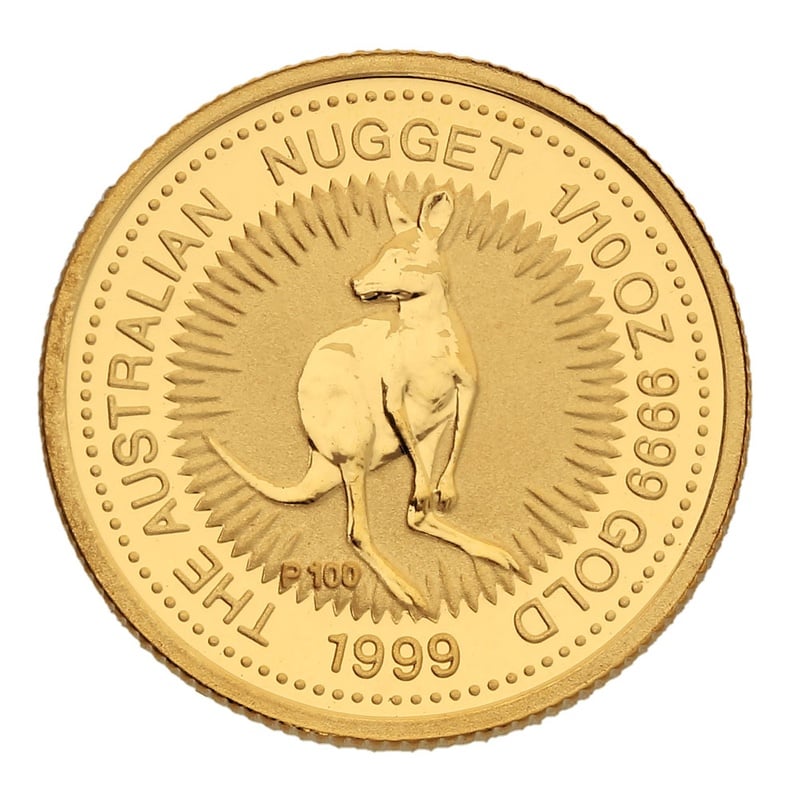 1999 1/10oz Australian Kangaroo Gold Nugget Coin