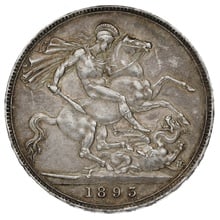 1893 Silver Crown Coin Queen Victoria Jubilee Head LVI