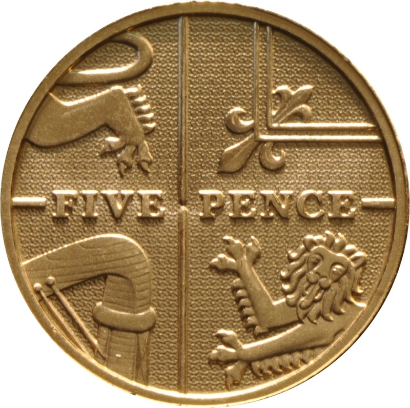 2015 Proof Gold 5p Coin Royal Shield 5th Portrait