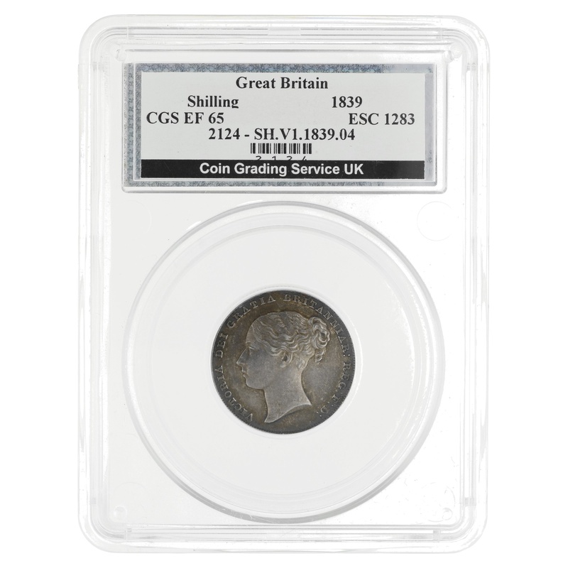 1839 Silver Shilling Coin CGS EF65