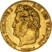 French 20 Francs Gold Coin Louis-Philippe Laureate Head