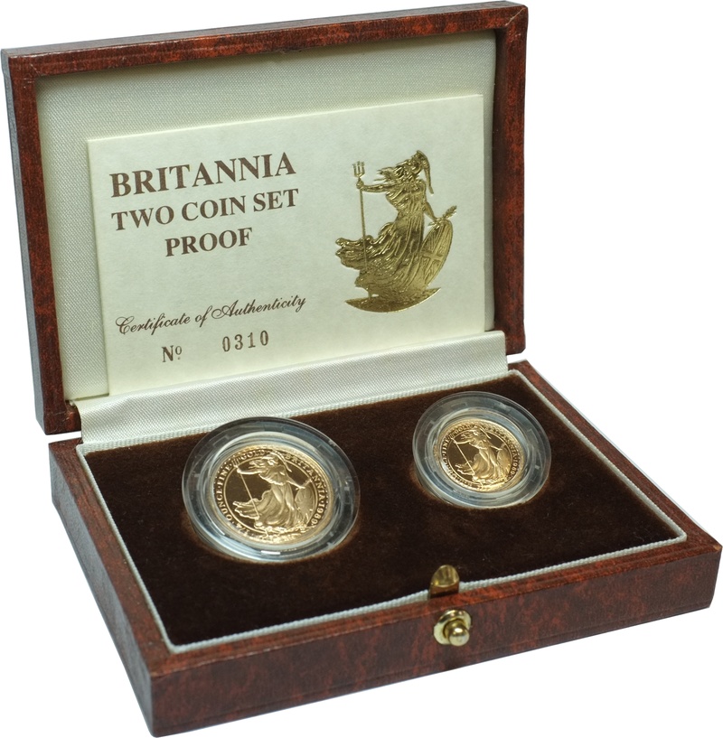 1989 Proof Gold Britannia 2 Coin Set Boxed