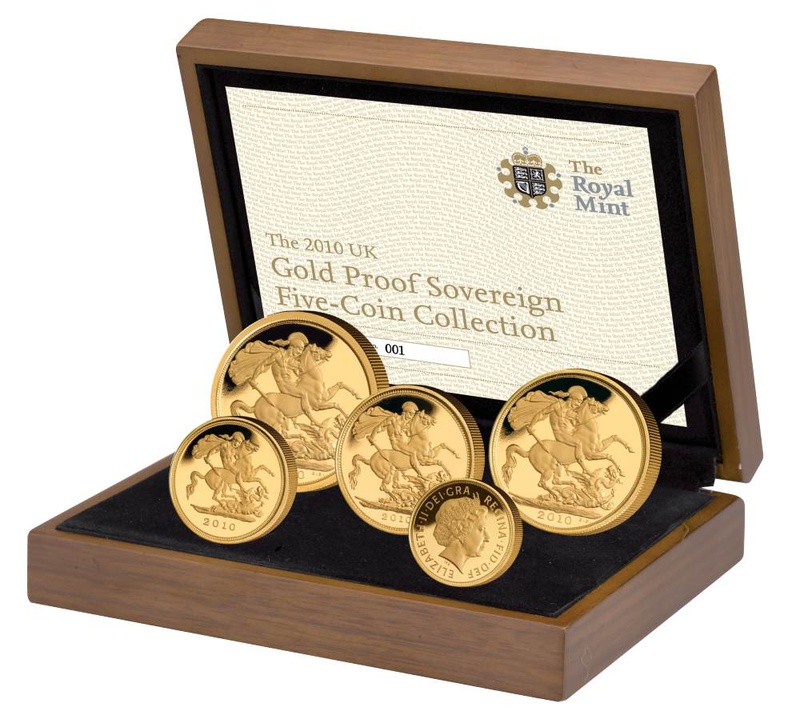 2010 Gold Proof Sovereign Five Coin Set Boxed
