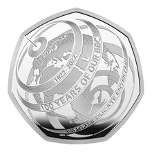 2022 100th Anniversary of Our BBC Piedfort Fifty Pence Proof Silver Coin Boxed