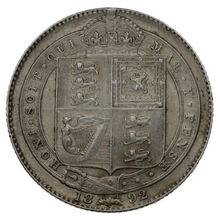1892 Silver Shilling Coin Queen Victoria Silver Milled Silver Shilling
