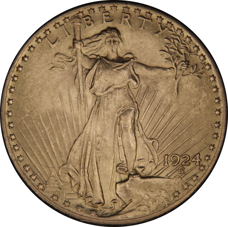 1924 $20 Gold Coin Double Eagle St Gaudens Head Philadelphia NGC MS63
