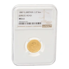 1887 Gold Half Sovereign Queen Victoria Jubilee Head NGC MS61