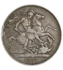 1888 Silver Crown Coin Queen Victoria Jubilee Head Fine