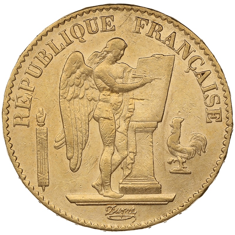 1876 French 20 Francs Gold Coin Guardian Angel A