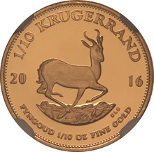 2016 Proof 1/10oz Krugerrand Gold Coin NGC PF69