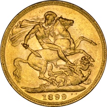 1899 Gold Sovereign Coin Queen Victoria Old Head Perth NGC AU58