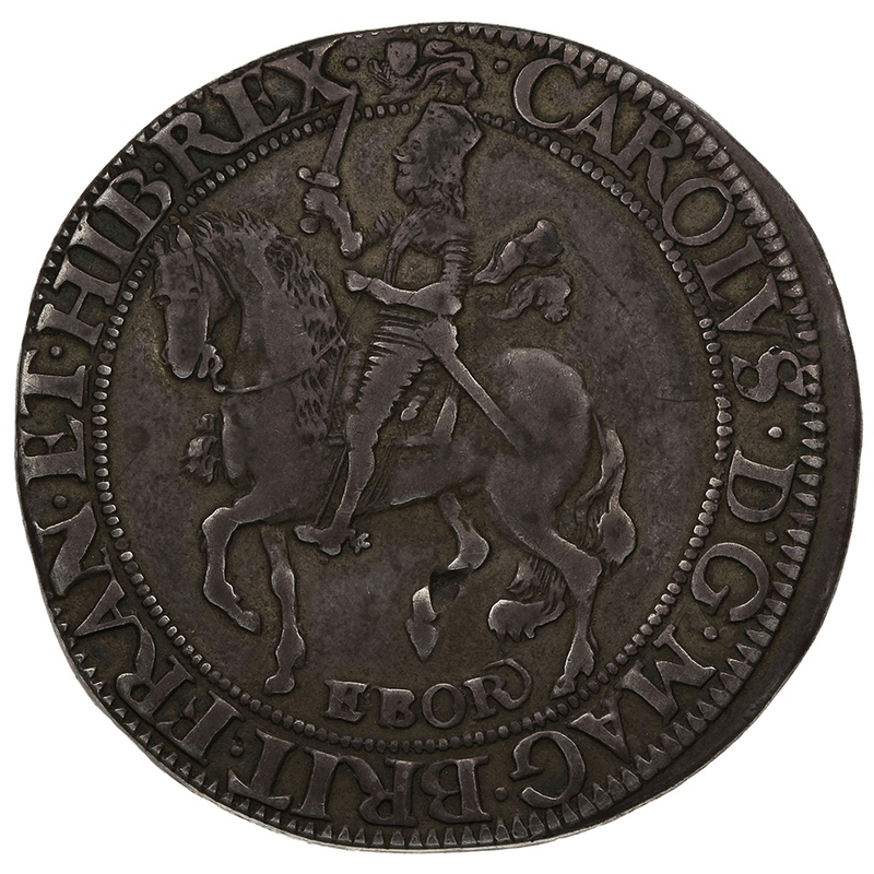 1643-1644 Silver Half Crown Coin Charles I Hammered York Mint Scarce
