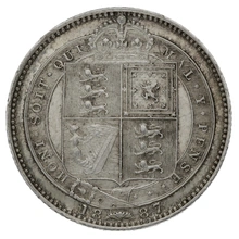 1887 Silver Shilling Coin Victoria