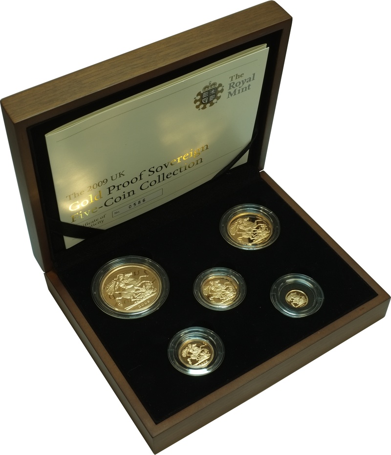 2009 Gold Proof Sovereign Five Coin Set Boxed