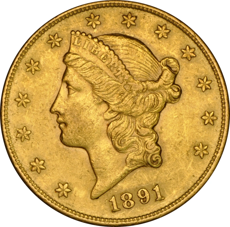 1891 $20 Gold Coin Double Eagle Liberty Head San Francisco