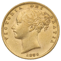 1886 Gold Sovereign Coin Queen Victoria Young Head Shield Back Sydney NGC AU50