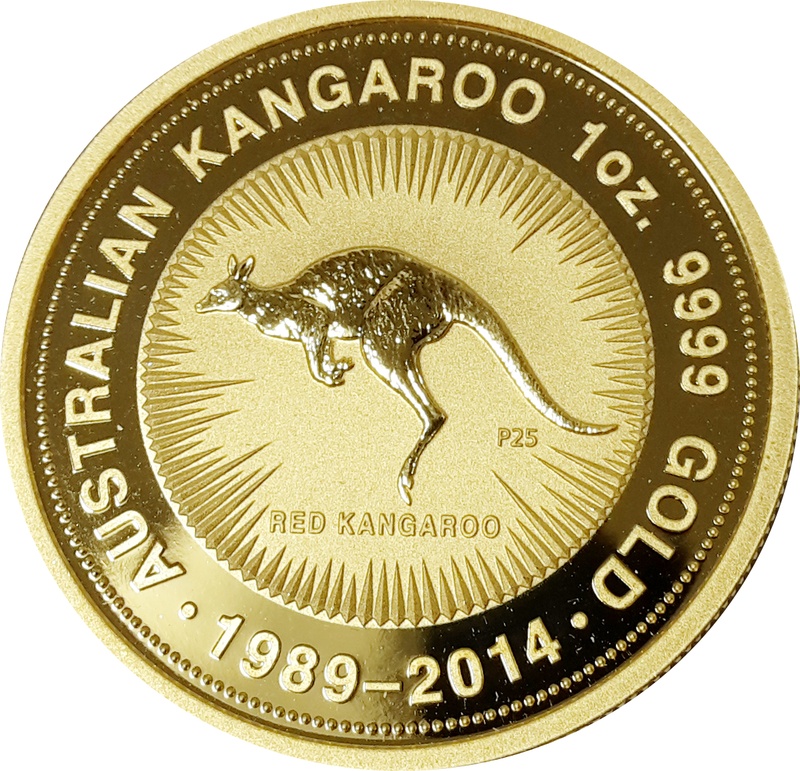 2014 Australian Kangaroo Gold Nugget Coin 1oz 25th Anniversary tribute 1989 - 2014