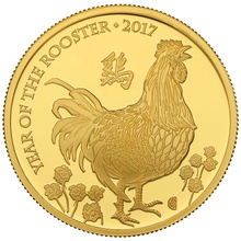 2017 Proof Year of the Rooster Gold Coin 1oz Royal Mint Lunar Series Boxed