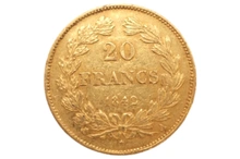 1842 20 French Francs - Louis-Philippe Laureate Head - A
