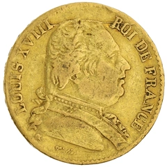1814 20 French Francs - Louis XVIII Uniformed Bust - L