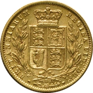 1872 Gold Sovereign Coin Queen Victoria Young Head Shield Back Sydney