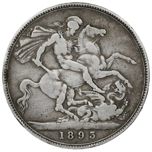 1893 Silver Crown Coin Queen Victoria
