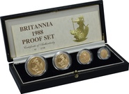 1988 Proof Britannia Gold 4-Coin Set Boxed