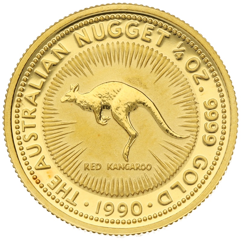 1990 1/4oz Australian Kangaroo Gold Nugget Coin