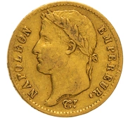 1812 French 20 Francs Gold Coin Napoleon I Laureate Head W