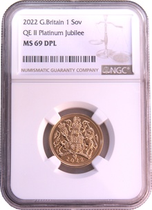 2022 Gold Sovereign Coin Platinum Jubilee MS69 NGC