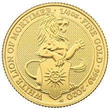2020 1/4oz White Lion of Mortimer Gold Coin Queen's Beasts NGC MS70