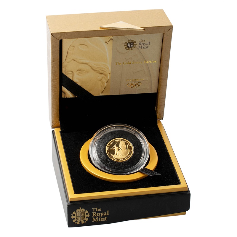 London 2012 Gold Series Fortius Minerva 1/4oz Proof Gold Coin Boxed