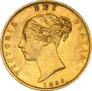 1866 Half Sovereign Victoria Young Head Shield Back - London NGC AU50