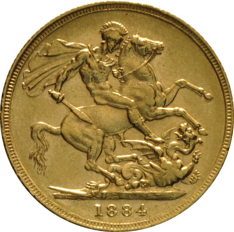 1884 Gold Sovereign Coin Queen Victoria Young Head Sydney