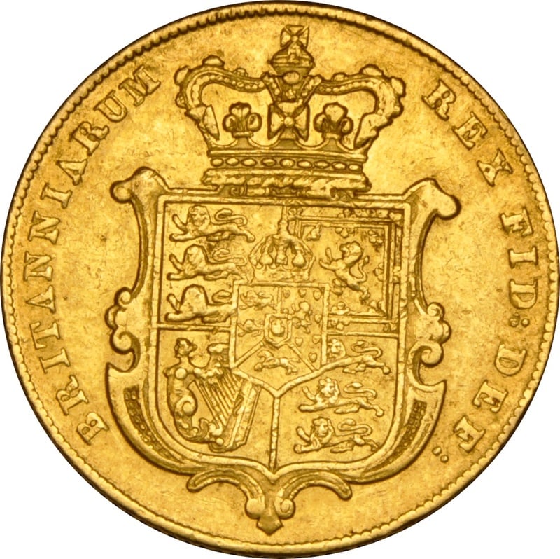 1827 Gold Sovereign Coin George IV Bare Head